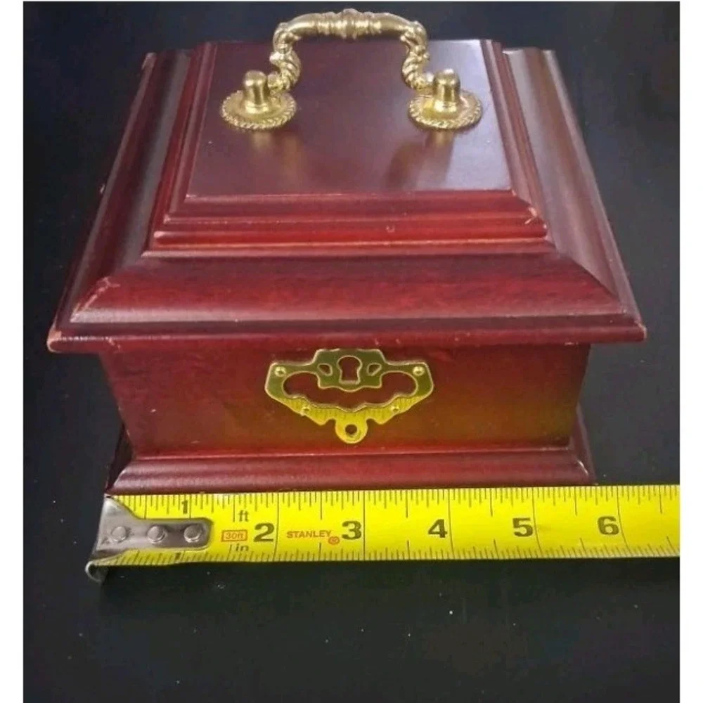 Wooden Jewelry Box With Golden Accents
